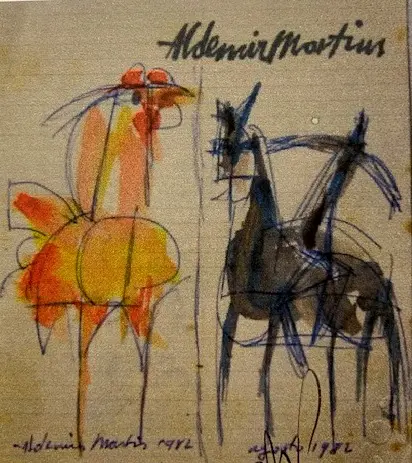 Aldemir Martins - Homem a Cavalo e Galo
