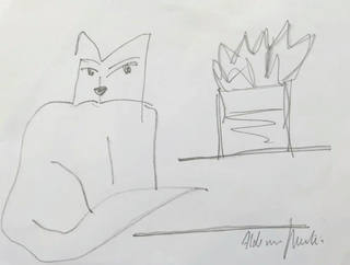 Aldemir Martins - Gato com Vaso de Flores