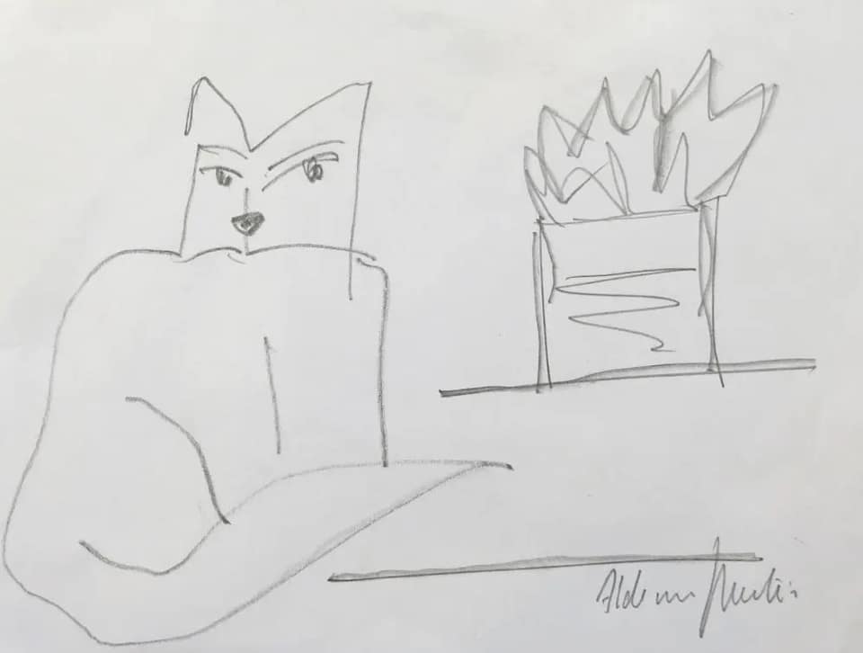 Aldemir Martins - Gato com Vaso de Flores