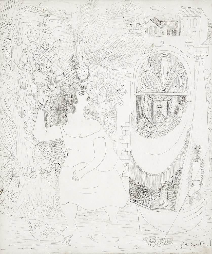 Emiliano di Cavalcanti - Mulher e Casario