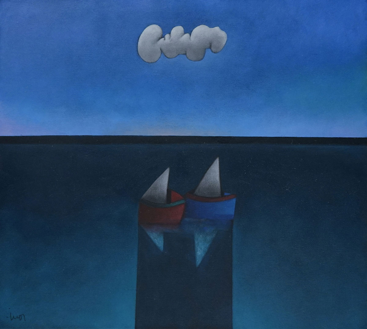 Inos Corradin - Marinha com barcos