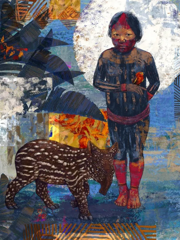 Nato Gomes - Indiozinho e Filhote de Tapir