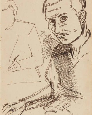 Aldo Bonadei - Autorretrato Desenhando