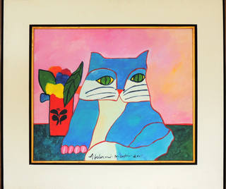 Aldemir Martins - Gato Azul com Vaso