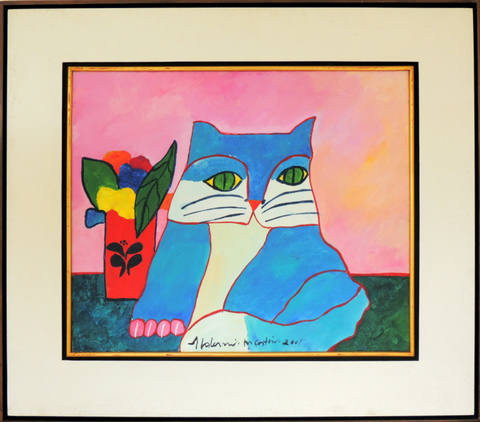 Gato Azul com Vaso