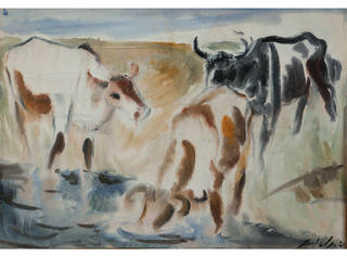 Alfredo Volpi - Vacas e rio