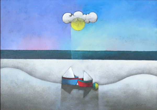 Inos Corradin - Marinha com barcos e nuvens (s/data)
