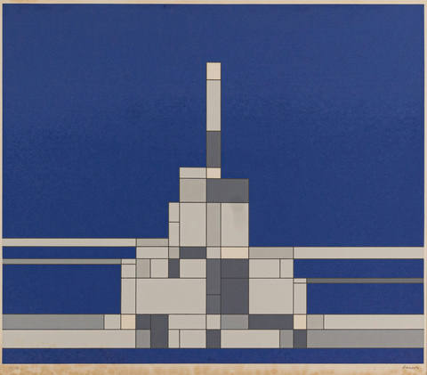 Construção sobre fundo azul