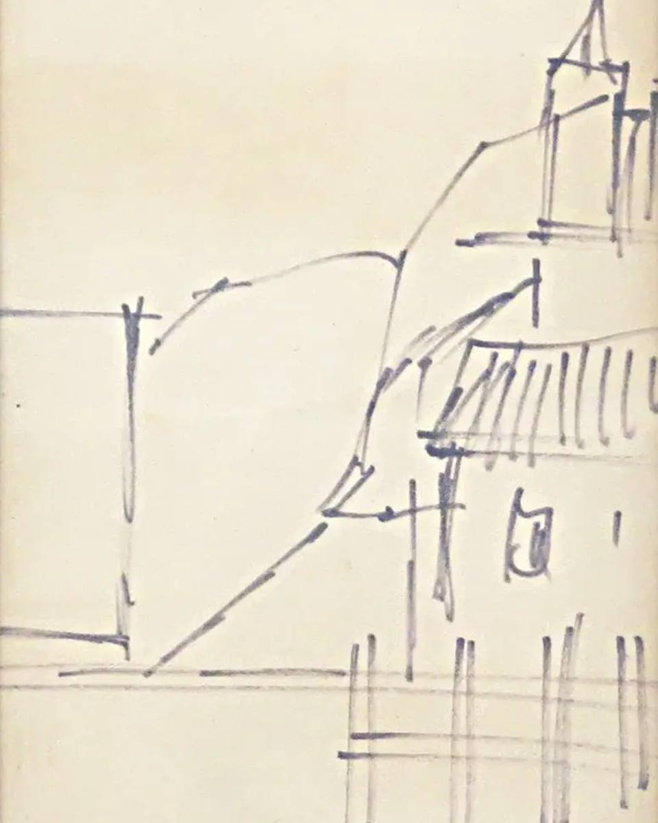 Aldemir Martins - Paisagem com igreja