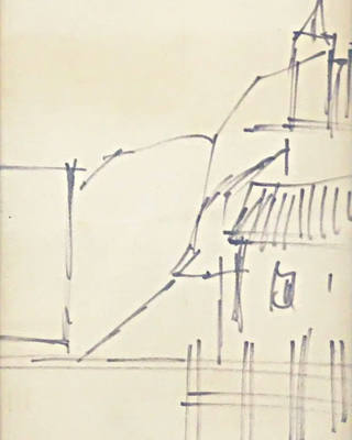 Aldemir Martins - Paisagem com igreja