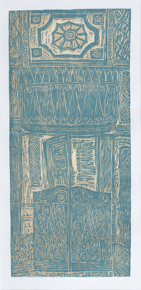 Fachada com Porta Azul