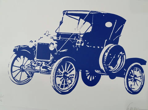 Carro antigo azul