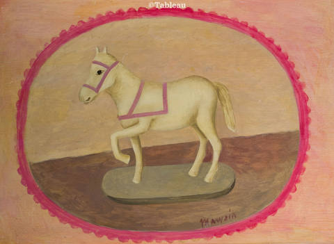 Cavalo cor de rosa e branco