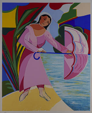 Cícero Dias - Mulher com guarda chuva