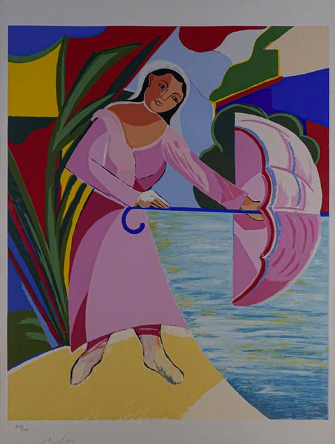 Mulher com guarda chuva