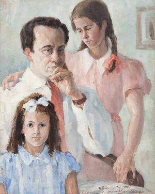 Manoel Santiago - Retrato de Frederico Barata e Filhas
