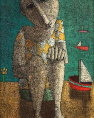 Inos Corradin - Figura com Barcos