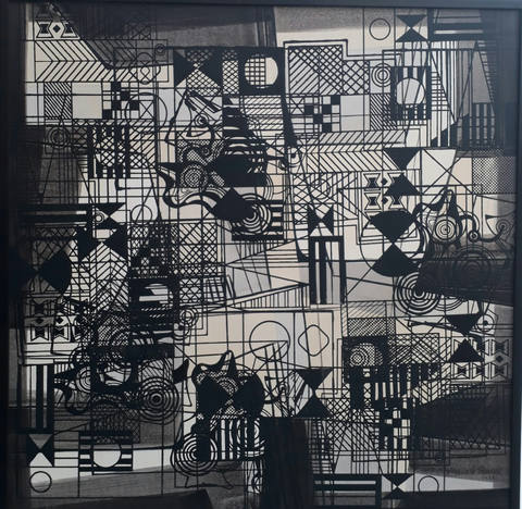 Abstracionismo Geométrico - P/B - panneaux/ pintura sobre tecido