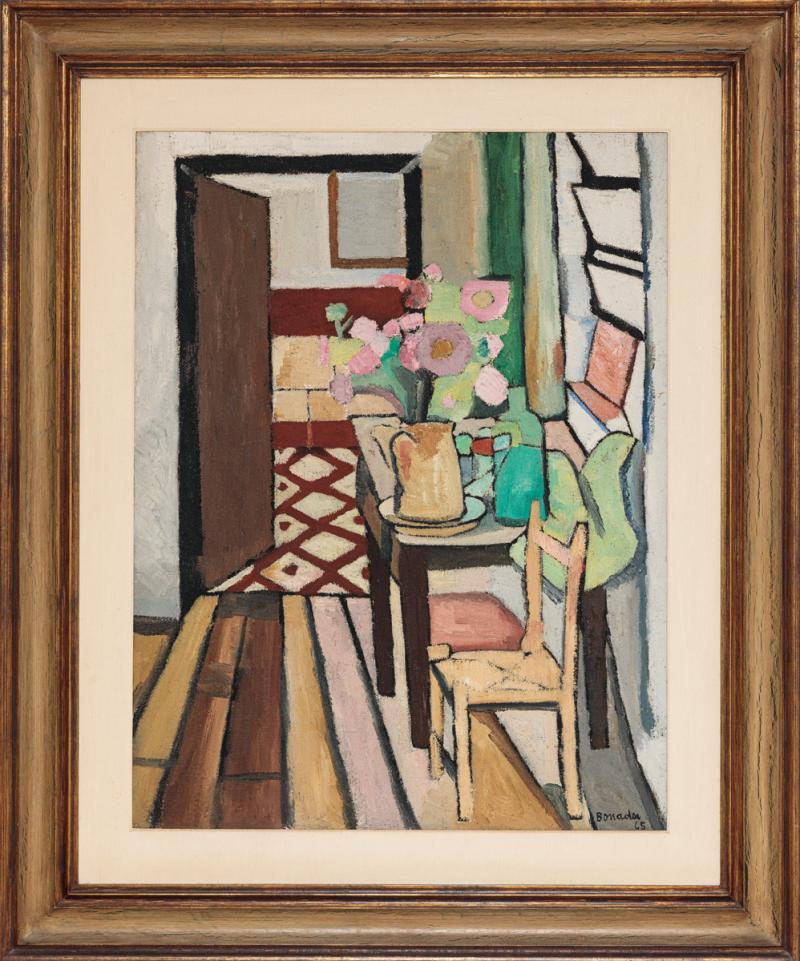 Aldo Bonadei - Interior com vaso de flores
