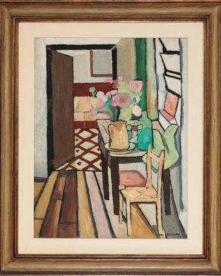 Aldo Bonadei - Interior com vaso de flores