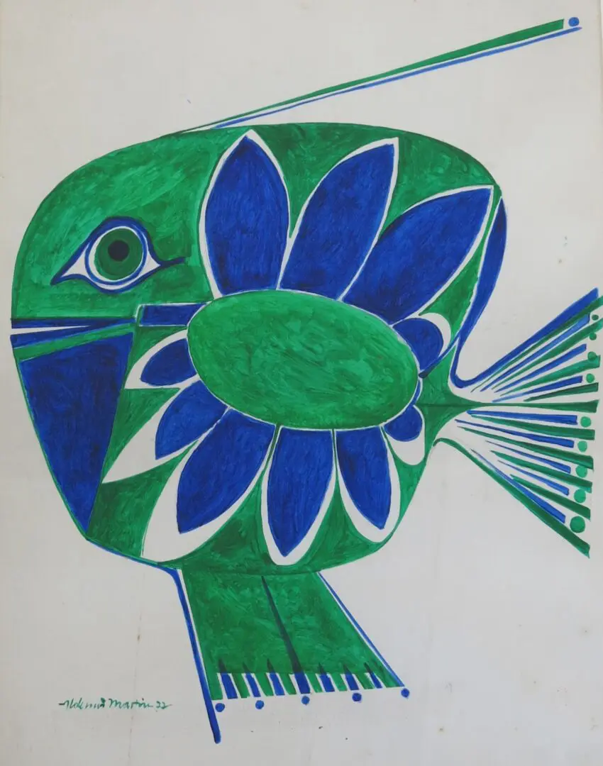 Peixe verde e azul