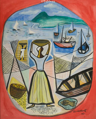 Emiliano di Cavalcanti - Figuras e barcos