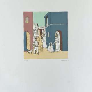 Fulvio Pennacchi - Personagens com cachorros e casas