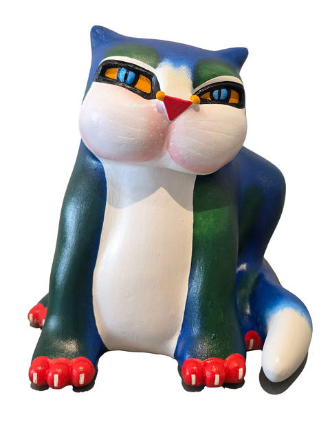 Gato azul e verde