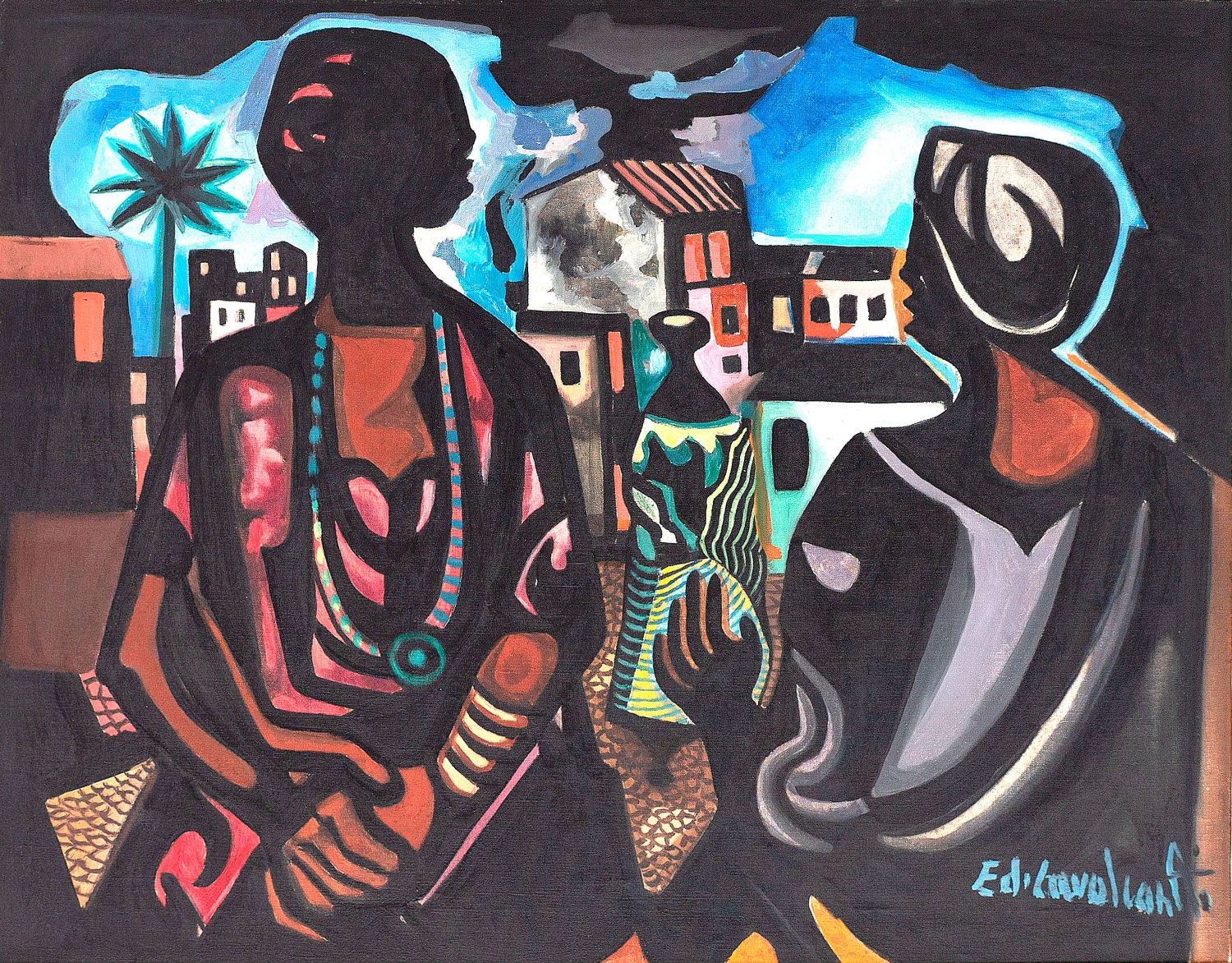Emiliano di Cavalcanti - Noturno na Favela com Três Mulatas