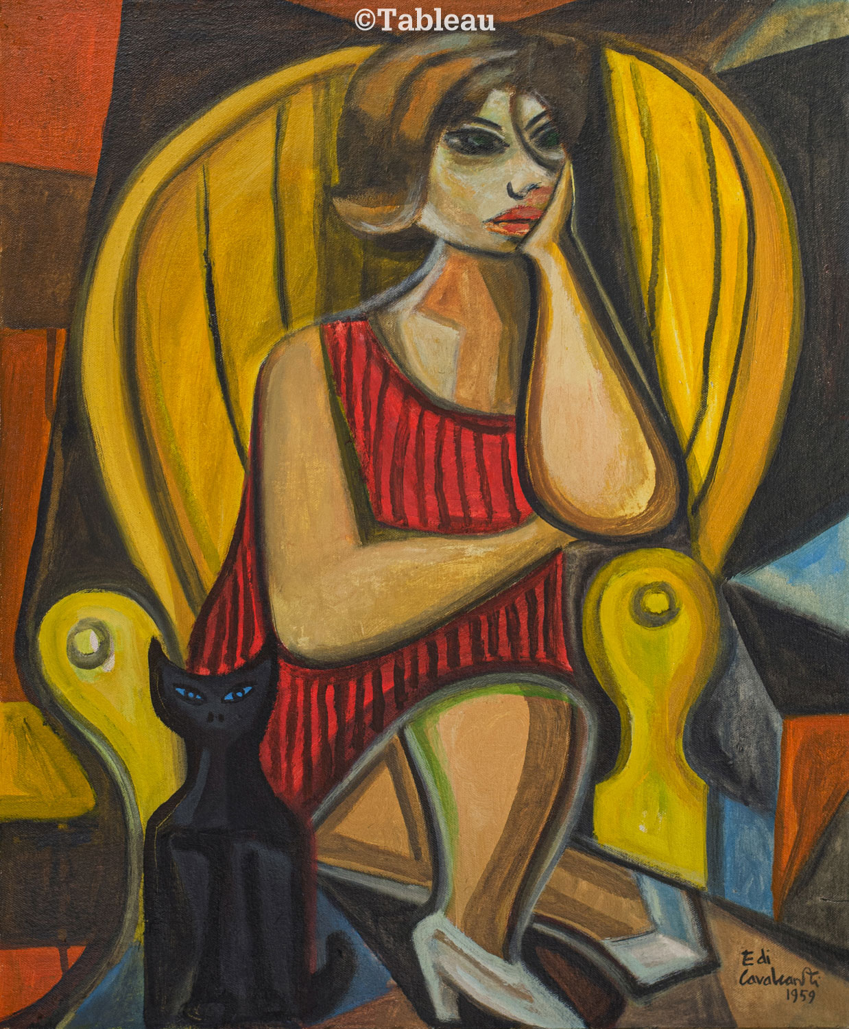 Emiliano di Cavalcanti - Mulata sentada e gato