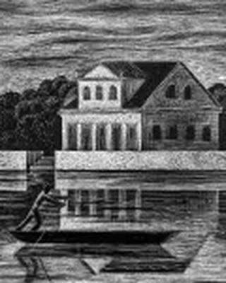 Lula Cardoso Ayres - Paisagem com Rio, Figura e Canoa