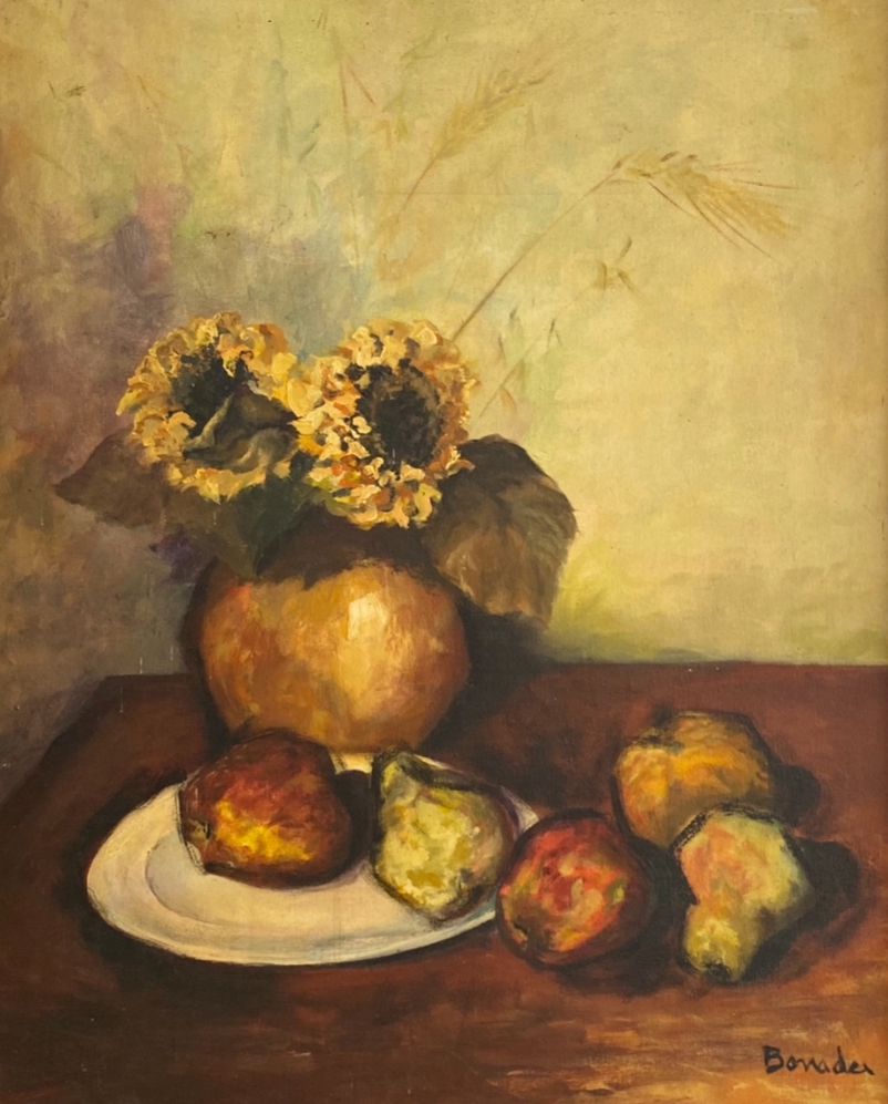 Aldo Bonadei - Vaso com flor e frutas