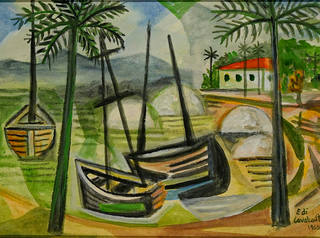 Emiliano di Cavalcanti - Marinha com barcos