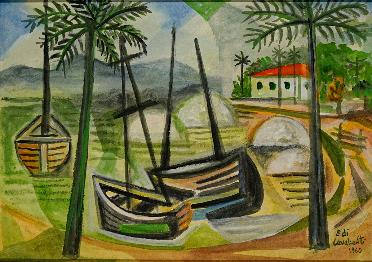 Emiliano di Cavalcanti - Marinha com barcos