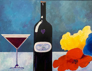 Aldemir Martins - Taça, vinho e flores