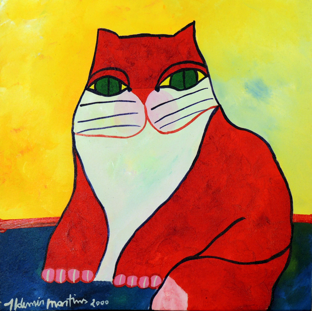 Gato Vermelho com Fundo Amarelo