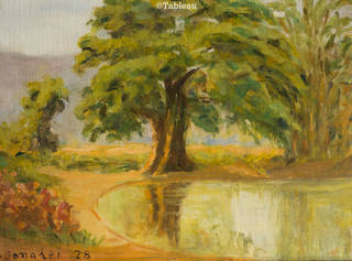 Aldo Bonadei - Paisagem com lago