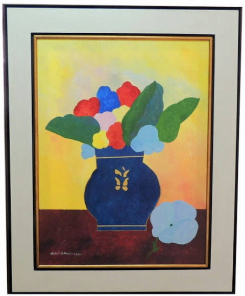 Vaso Azul com Flôres