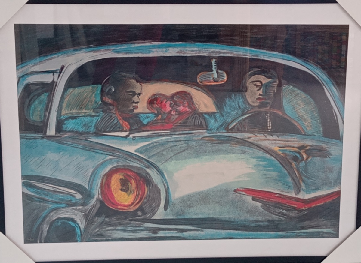 Beijo no carro azul