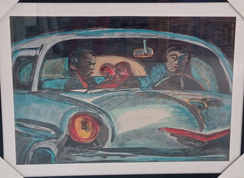 Beijo no carro azul