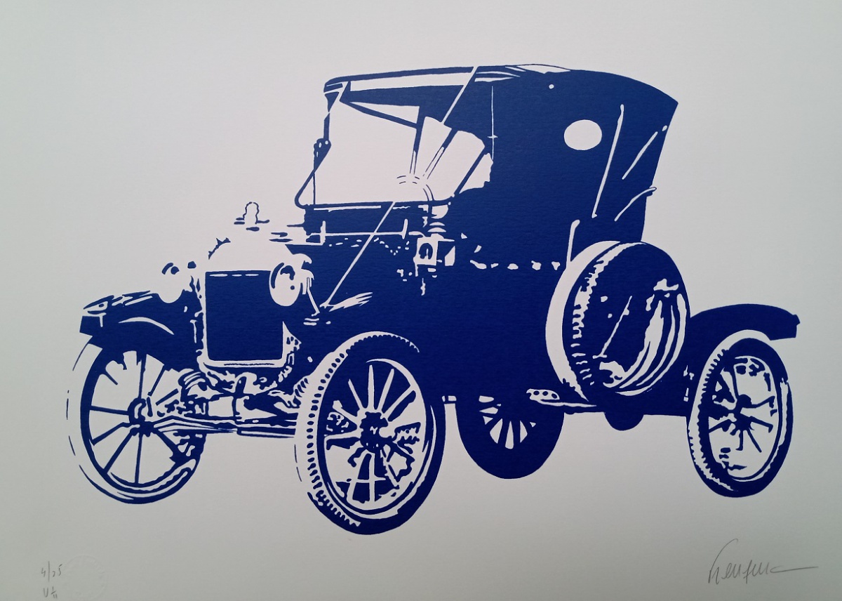 Carro antigo azul