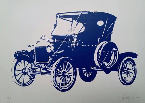 Carro antigo azul