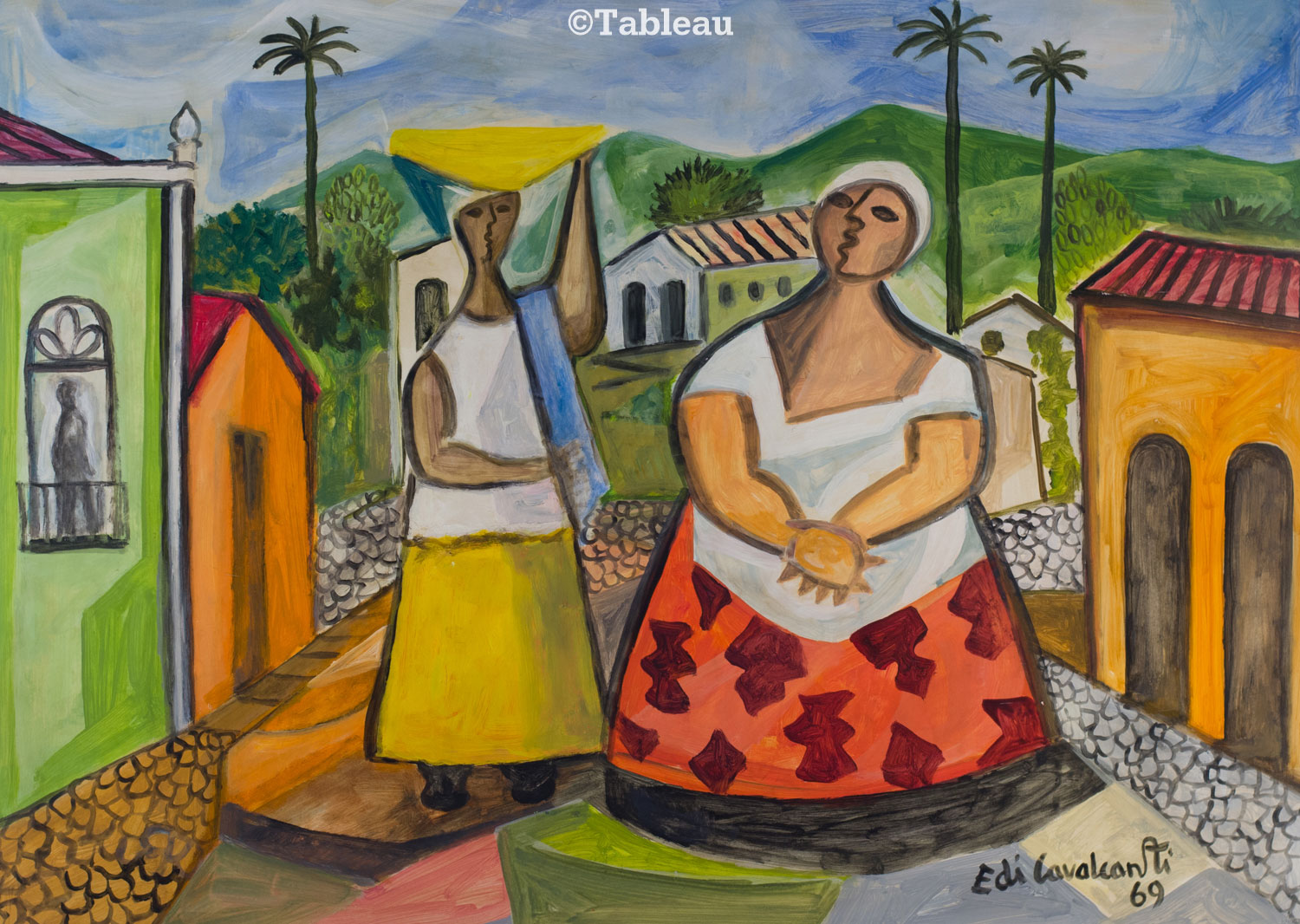 Emiliano di Cavalcanti - Paisagem com figuras