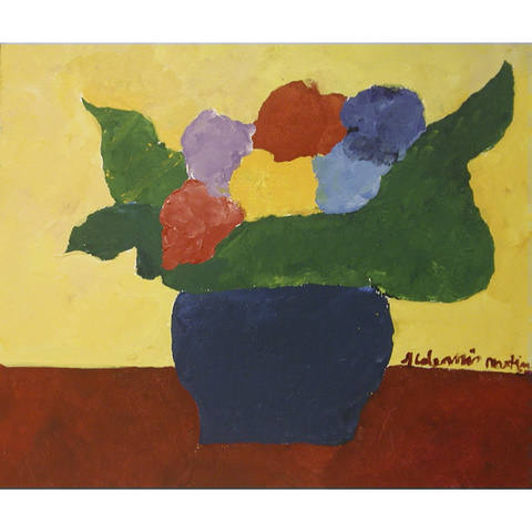 Vaso azul com flores