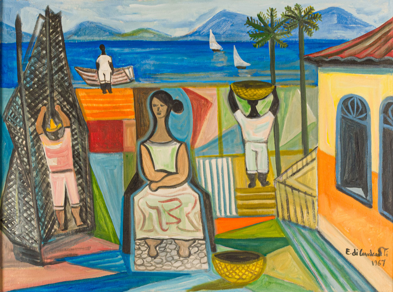 Emiliano di Cavalcanti - Marinha com pescadores