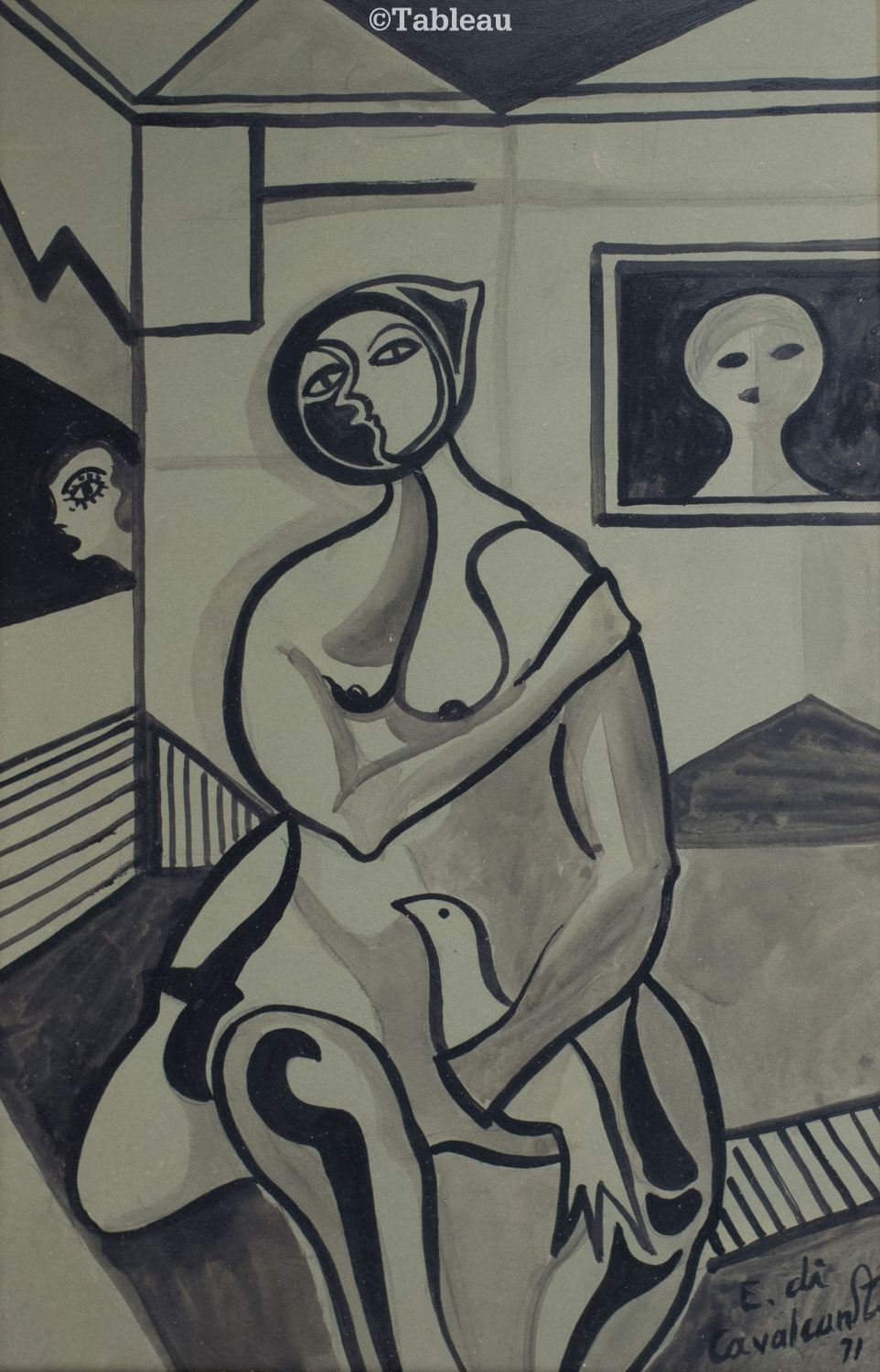 Emiliano di Cavalcanti - Mulher e pomba