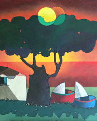 Inos Corradin - Pôr do sol no lago Jundiaí