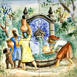 Alfredo Volpi - Fonte, Mulheres e Criança