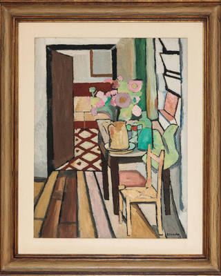 Aldo Bonadei - Interior com vaso de flores