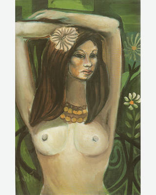 Emiliano di Cavalcanti - Mulher com Colar e Flor no Cabelo